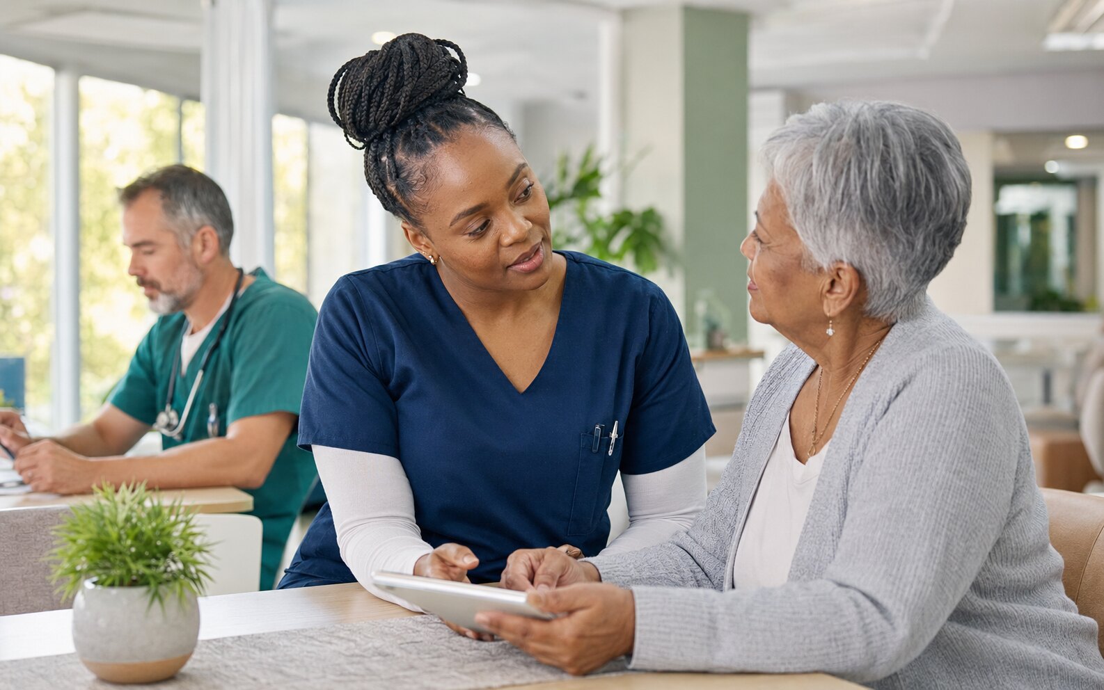 Healthcare professionals supporting clients